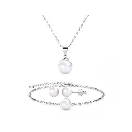Perlmutt Trio Set - Silber und Weiß