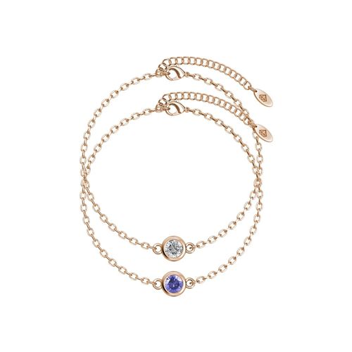 Geboortesteenarmbanden - Roségoud, kristal en paars