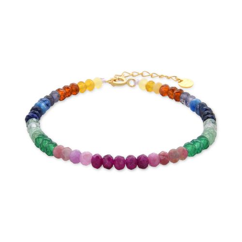 Luxenter Armband aus 925er Sterlingsilber mit mehrfarbigem Kristall, veredelt mit 18 Karat Gelbgold – Loidea