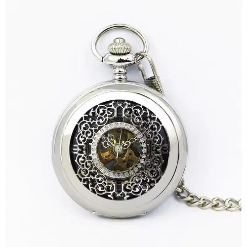 Antiek messing zilverlegering skelet half jacht zakhorloge