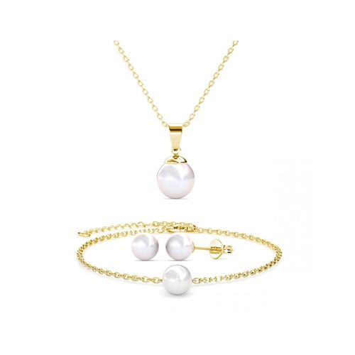 Perlmutt Trio Set - Gold und Weiß