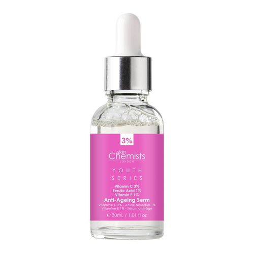 skinChemists Jugendserie Antifaltenserum Vitamin C 3%, Ferulasäure 1%, Vitamin E 1% 30ml