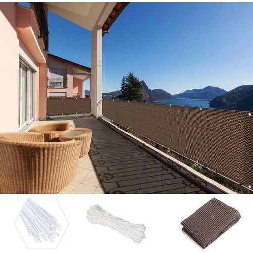 Balkon-Schutz - Privatsphäre für den Garten - Bambus-Optik - HDPE-Material - 220 g/m² - 100 x 500 cm - Braun