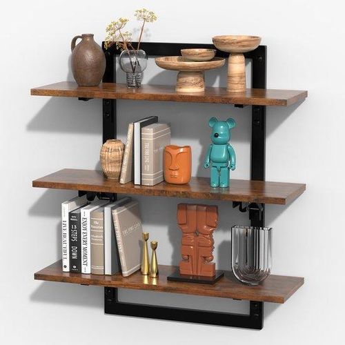Houten Wandplank mit drei Niveaus für vielseitige Nutzung im Haus