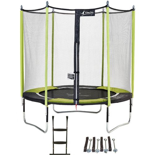 Trampolin Ø 250cm + Leiter + Verankerungsset - JUMPI 250 – Schwarz/Grün