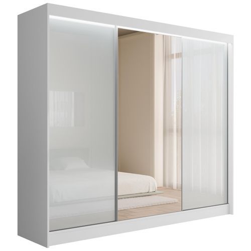 KLEIDERSCHRANK VESLI mit LED - 250 cm - Weiß