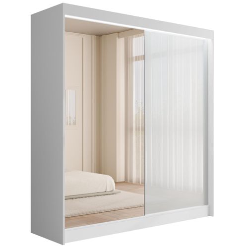 KLEIDERSCHRANK VESLI mit LED - 200 cm - Weiß