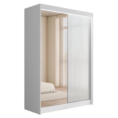 KLEIDERSCHRANK VESLI mit LED - 150 cm - Weiß