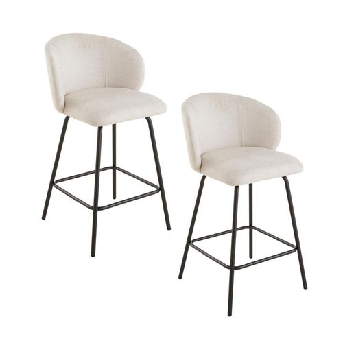 2ER-SET Hocker aus meliertem Stoff mit Metallbeinen Sorrel 53/50/89 cm