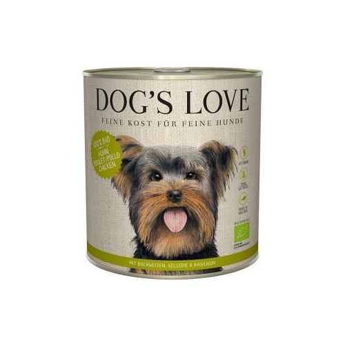 DOG'S LOVE Nassfutter Hund, Adult, Bio Huhn mit Buchweizen und Sellerie 6x800 g