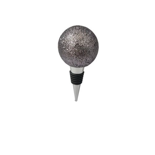 Flaschenverschluss AM DESIGN "Kugel", silber, B:5cm H:8cm L:5cm, Polyresin, Flaschenverschlüsse, 3er Set, 5x9 cm