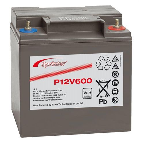 Exide Sprinter P12V600 12V 24Ah Blei-AGM Akku mit VdS