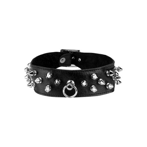 Breites Leder-Halsband mit Killernieten