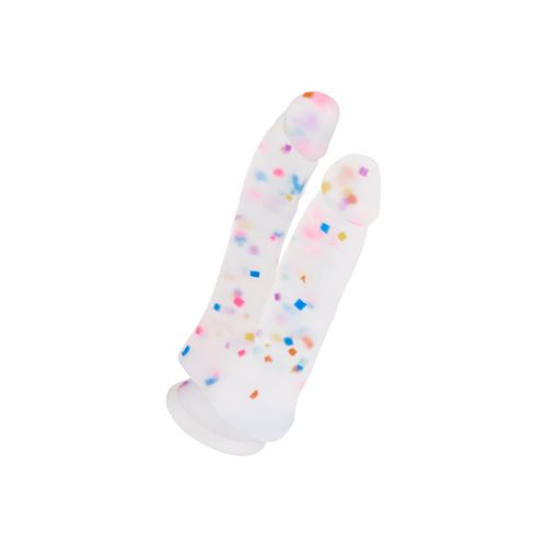 Silikon-Doppeldildo mit Konfetti, 17,5 cm