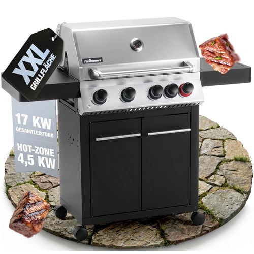 Gasgrill 4+1 Brenner – 17kW Gesamtleistung, LED-Beleuchtung & Seitenkochfeld