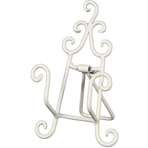 Kochbuchhalter AMBIENTE HAUS "Staffelei in Weiß - 15 cm", weiß, B:10cm H:15cm T:8cm, Schmiedeeisen, Buchstützen, Kochbuchhalter