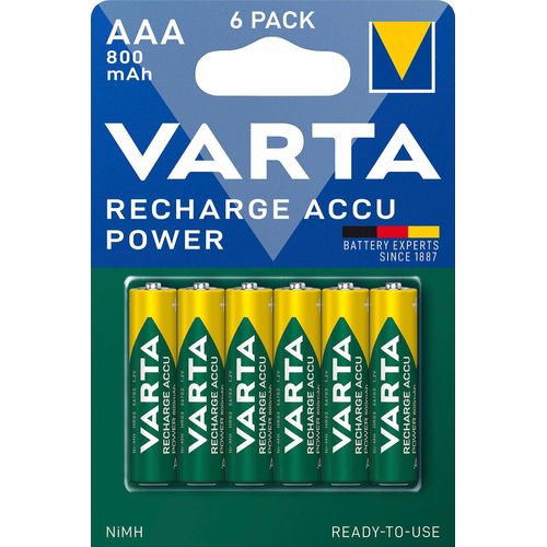 VARTA Akkupacks "Recharge Accu Recycled AAA 800 mAh", gelb (gelb, grün), 1,2 V 800mAh, Akkumulatoren, Akkupacks