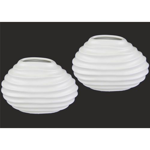 Dekovase I.GE.A. "Keramik-Vase", beige (creme), B:16cm H:12cm, Keramik, Vasen, Dekovase, 2er Set Kleine Vase Weiß Modern Keramik Tisch Küche Büro Pampasgras
