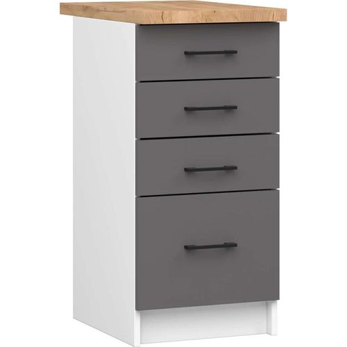 Küchenschrank mit Schubladen 40 cm VERMINA - weiß/grau