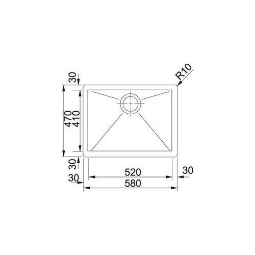 Franke PPX 210-58, Edelstahl, Edelstahl, 1 Becken, 520 x 410 mm, 20 cm, 8,89 cm (3.5")