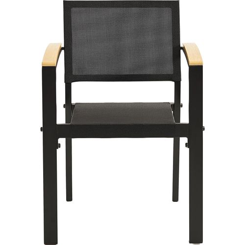 4er-Set ATHENA | Bistro Textilen Stuhl | Schwarz | Textilene-Polyestergewebe | Stapelbar | Textilen Gewebe Stuhl, Terrassen Textilen Stuhl, Outdoor Textilen Stuhl