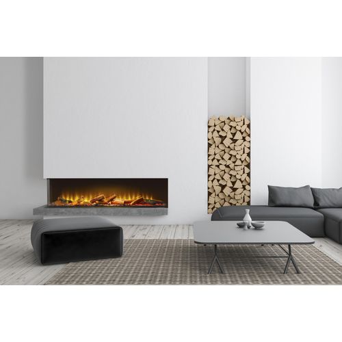 Acantha Aspire 125 Eck-Elektrokamin 130,4 cm, 3D-LED-Flammeneffekt, 2 kW, schwarz, für Medienwand