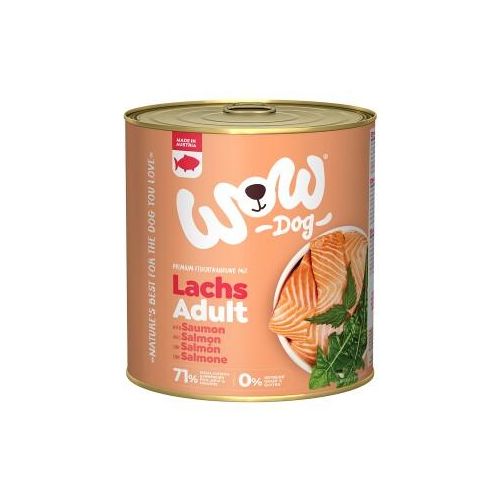 WOW Nassfutter Hund, Adult Lachs mit Löwenzahn 6x800 g