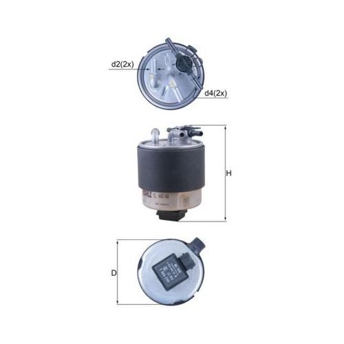 MAHLE Kraftstofffilter kl44044 mit Wasserablassschraube 142,4mm für NISSAN
