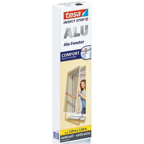 Insektenschutz-Fensterrahmen TESA "Aluminium Rahmen Fliegengitter - 120 x 150cm", schwarz (rahmen: anthrazit gewebe: schwarz), B:120cm H:150cm, Insektenschutzgitter, Insektenschutz-Fensterrahmen, Insektenschutz - ohne Bohren