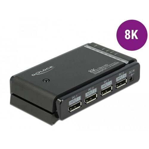 Delock DisplayPort 1.4 Switch 2 x 2 DisplayPort in zu 1 x 2 DisplayPort out 8K