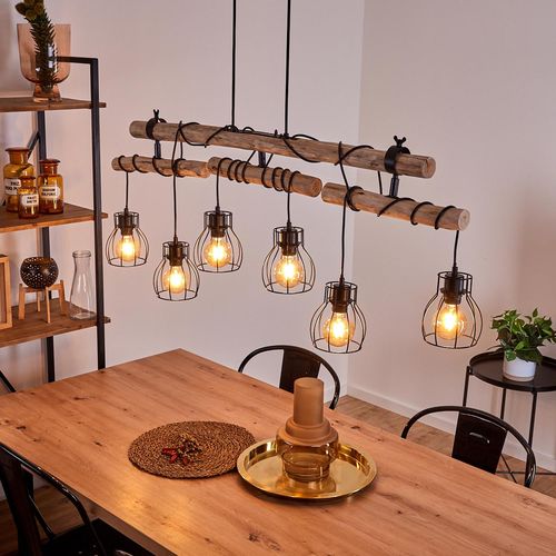 Aprica »Aprica« Zimmerlampe aus Metall in schwarz und naturfarbenen Holz