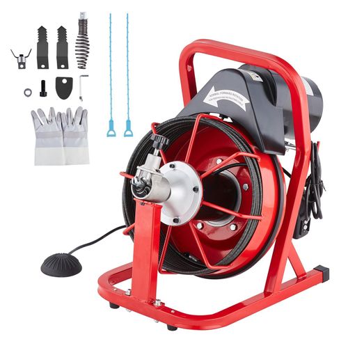 SucceBuy Rohrreinigungsmaschine 50 FT x 3/10 Zoll, automatische Rohrreinigungsspirale, elektrisches Rohrreinigungsgerät , für 2"-4" Rohre