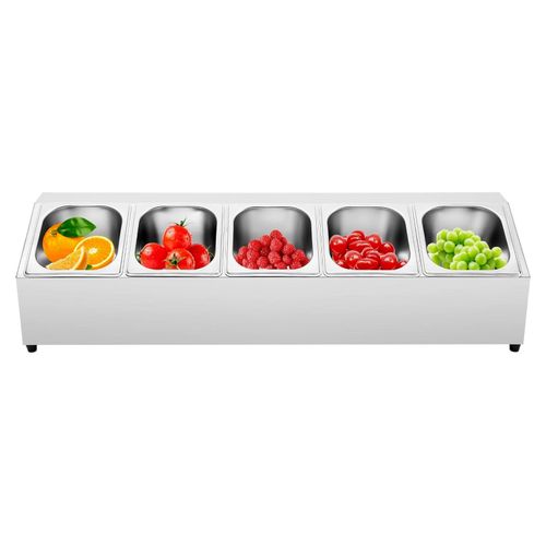 Set aus Edelstahl für GN-Zutatenbehälter, Pizza Zutatenbehälter mit Deckel, Zubehör für Pizza, Grill, Küche und Imbiss, 86 * 22,5 * 22 cm