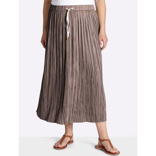 Plisseerock SHEEGO, Damen, Gr. 50, dunkeltaupe, 100% Polyester, unifarben, lang, Röcke