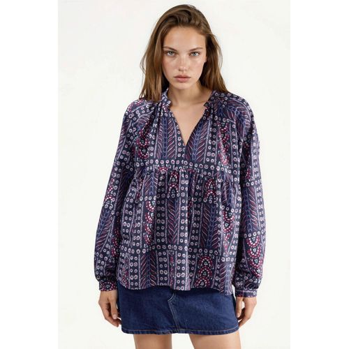 Bluse mit Ballonärmeln und Muster