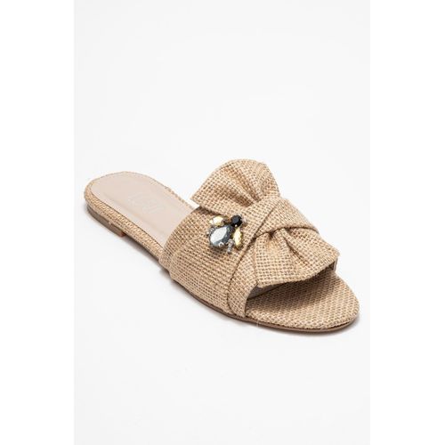 Daphne Raffia Bow Slide Sandaal