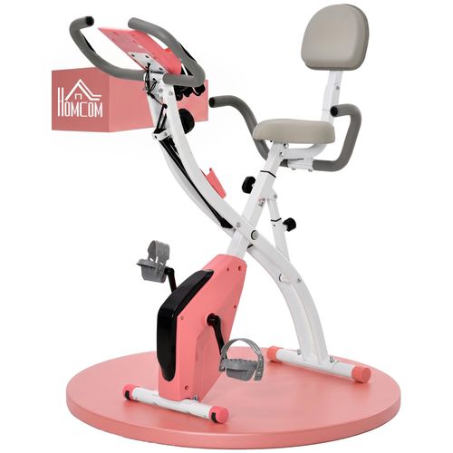 HOMCOM Heimtrainer X-Bike Fahrradtrainer LCD-Display klappbar Rosa