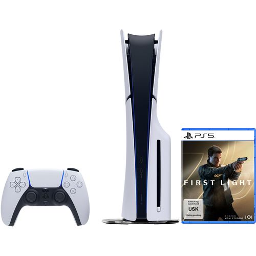 PLAYSTATION 5 Konsolen-Set "PS5 Disk Edition (Slim) inkl. 007 First Light", weiß, schwarz, B:35,8cm H:9,6cm T:21,6cm, Spielekonsolen