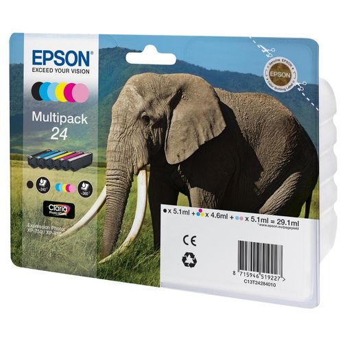 Epson Multipack 6-colours 24 Claria Photo HD Ink, Schwarz, Zyan, Helle Zyan, Helle Magenta, Magenta, Gelb, 29.1 ml, XP-750/XP-850, 141.75 mm, 45 mm, 192 mm