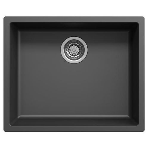 Schwarze Spülbecken 50 x 40 cm, Unter- und Aufsatzmodell, mit Edelstahl-Ablaufstopfen 1208956395