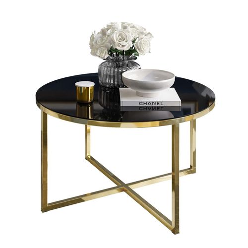 COUCHTISCH CIRI-X GLASS mit vergoldeter Basis