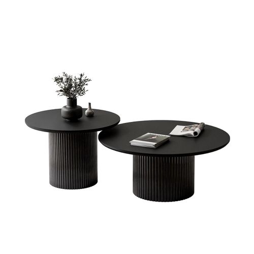 COUCHTISCH-SET OVI mit geriffeltem Sockel