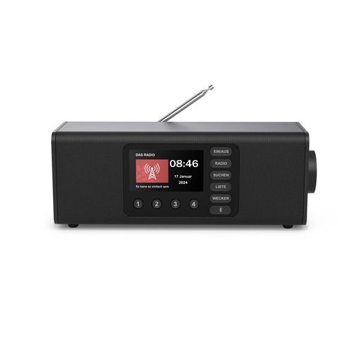 HAMA Digitalradio (DAB+) "Digitalradio mit DAB DAB+ FM Bluetooth und Wecker", schwarz, B:35cm H:13cm T:12,5cm, Radios, 4,3 Zoll TFT-Farbdisplay, große Tasten, Direktwahltasten