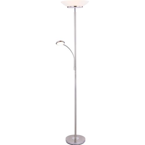 GLOBO LIGHTING Deckenfluter "DECKENFLUTER NICKEL MATT, 1XLED", silber (silberfarben), Ø 32cm H: 178cm, 1 Stk., Leuchten, Stehlampe Stehleuchte Fluter Wohnzimmer Flur, Deckenfluter