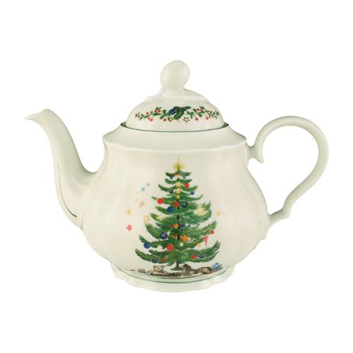 Teekanne SELTMANN WEIDEN "Teekanne Marieluise Weihnachten 1,10 L weiß-grün", bunt (weiß, grün), B:14,6cm H:16,3cm, Kannen, Spülmaschinengeeignet, Mikrowellengeeignet, Ofenfest, Salamandergeeignet, Kühlschrankgeeignet, Gefrierschrankgeeignet