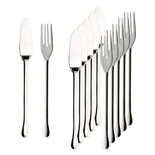 Fischbesteck VILLEROY & BOCH "Fischbesteck Victor 6er Set silber", silber, 12, Essbesteck-Sets, Spülmaschinenfest