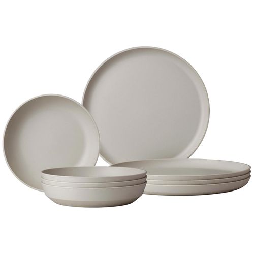 Geschirr-Set MEPAL "Tafel-Set Silueta 8er Set", weiß (nordic weiß), 8, Kunststoff, Geschirr-Sets, Geschirr-Set, Spülmaschinengeeignet, Mikrowellengeeignet, Gefrierfachgeeignet, Dampfgarergeeignet, max. 150 ¿C