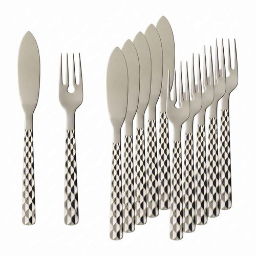 Fischbesteck VILLEROY & BOCH "Fischbesteck Boston 6er Set silber", silber, 12, Essbesteck-Sets, Spülmaschinenfest