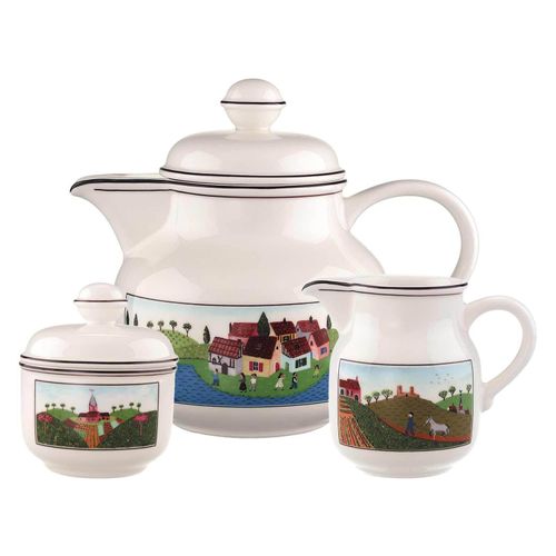 Teekanne VILLEROY & BOCH "Tee-Set Design Naif 3er Set bunt", bunt, B:2cm H:2cm, Kannen, Spülmaschinengeeignet, Mikrowellengeeignet