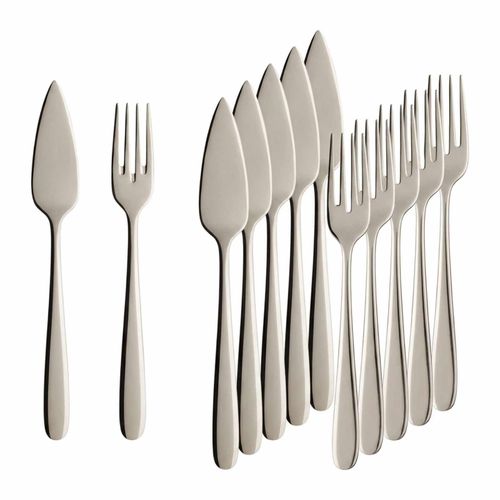 Fischbesteck VILLEROY & BOCH "Fischbesteck Daily Line 6er Set silber", silber, 12, Essbesteck-Sets, Spülmaschinenfest